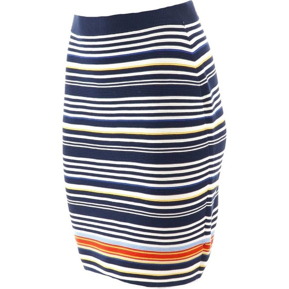 NWT LANDS' END FINE GAUGE OTTMAN STRIPED SKIRT SEEP SEA PXXS - Picture 2 of 13